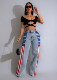 American Flag Print Wide Leg Jeans ZSD-0703