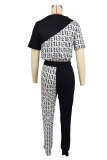 Casual Color Block Print Two Piece Pants Set XHXF-8705