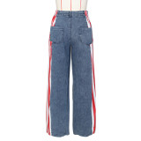 American Flag Print Wide Leg Jeans ZSD-0703