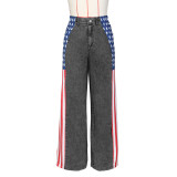 American Flag Print Wide Leg Jeans ZSD-0703