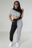 Casual Color Block Print Two Piece Pants Set XHXF-8705