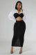 Long Sleeve Color Block Two Piece Skirts Set XHXF-8706
