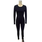Ribbed Casual Long Sleeve Pants Two Piece Set LSD-1977