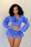 Long Sleeve Lapel Two Piece Skirt Set(With Safety Pants ) TK-6328