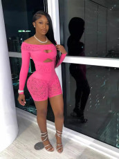 One Shoulder Hollow Out Sexy Romper YUEM-110705