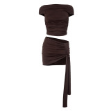 Pre Order: About 7 work days shipping Solid Color Slim Mini Skirt Two Piece Set YUEM-110706