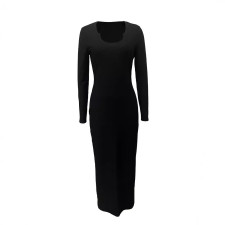 Long Sleeve Sexy U Neck Slim Maxi Dress LSD-2109