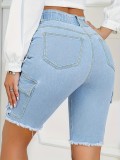 Summer Washed Holes Denim Shorts GZHY-08499