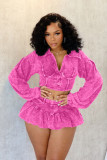 Long Sleeve Lapel Two Piece Skirt Set(With Safety Pants ) TK-6328