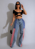 American Flag Print Wide Leg Jeans ZSD-0703
