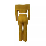 Solid Color One Shoulder Long Sleeve Pants Suit LSD-2217