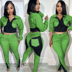 Sports Color Block Splicing Long Sleeve Pants Set GDIM-2423