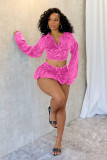 Long Sleeve Lapel Two Piece Skirt Set(With Safety Pants ) TK-6328