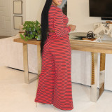 Stripe Print Long Sleeve T Shirt Pants Suit AIL-286