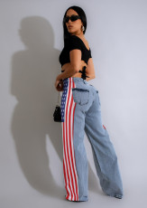 American Flag Print Wide Leg Jeans ZSD-0703