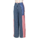 American Flag Print Wide Leg Jeans ZSD-0703