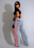 American Flag Print Wide Leg Jeans ZSD-0703