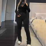 Solid Color Zipper Hoodie Pants 2 Piece Set LSD-2236