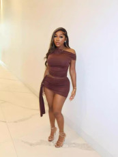 Pre Order: About 7 work days shipping Solid Color Slim Mini Skirt Two Piece Set YUEM-110706