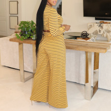 Stripe Print Long Sleeve T Shirt Pants Suit AIL-286