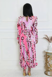 Casual Print Long Sleeve Loose Midi Dress XHXF-431