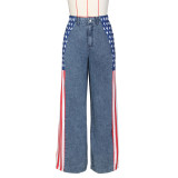 American Flag Print Wide Leg Jeans ZSD-0703
