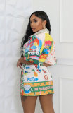 Fashion Pirnt Half Sleeve Shirt Dress XHXF-968