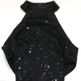 Hang Neck Sleeveless Sequin Mini Dress CYA-901449
