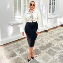 Single-breasted Long-sleeved V-neck Knits Jacket GAKF-40901