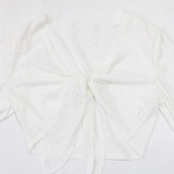 V Neck Solid Color Slim Two Piece Shorts Set CYA-901428