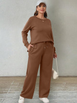 Solid Color Long Sleeve Pants Two Piece Set ME-8546