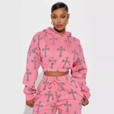 Fashion Print Hooded Sport Long Sleeve Suit GBGF-5041