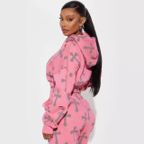 Fashion Print Hooded Sport Long Sleeve Suit GBGF-5041