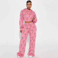 Fashion Print Hooded Sport Long Sleeve Suit GBGF-5041