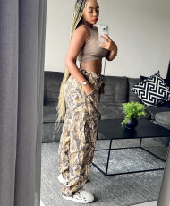 Tree Branch Printed Loose Straight Pants GSMJ-6969