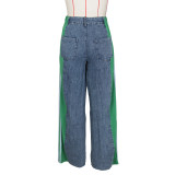 Spliced Three-stripe Wide-leg Jeans ZSD-0668