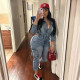 Fashion Long Sleeve Washed Denim Jumpsuit MEM-88596