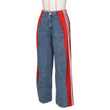 Spliced Three-stripe Wide-leg Jeans ZSD-0668