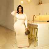 Solid Color Long Sleeve Slim Maxi Dress SFY-555