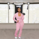 Solid Color Zopper Coat And Jumpsuit Sport Suit SFY-548