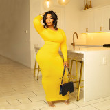 Solid Color Long Sleeve Slim Maxi Dress SFY-555