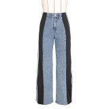 Spliced Three-stripe Wide-leg Jeans ZSD-0668