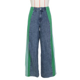 Spliced Three-stripe Wide-leg Jeans ZSD-0668