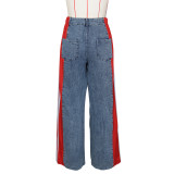 Spliced Three-stripe Wide-leg Jeans ZSD-0668