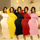Long Sleeve Solid Color Slim Maxi Dress GFDY-1311
