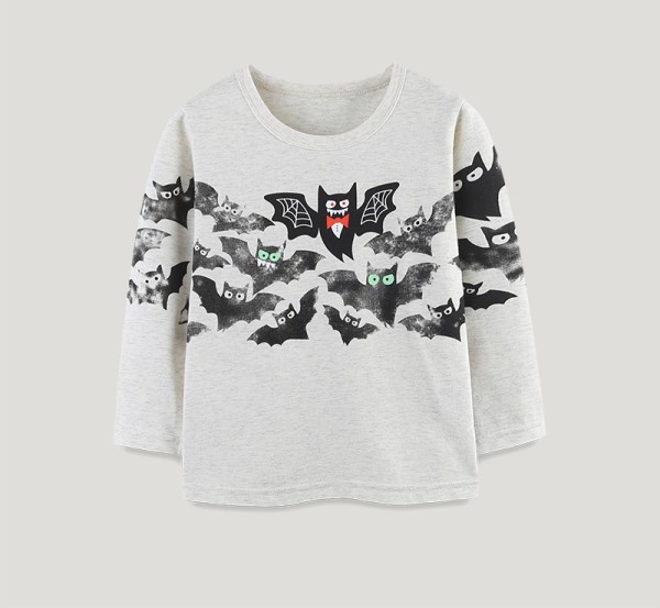 Kids Boys Halloween Bat Print T-Shirt GASD-5389