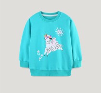 Kids Girl Fashion Animal Print Knitted Cotton Sweatshirt GASD-8274
