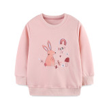 Kids Girls Rabbit Embroidered O Neck Sweatshirt GASD-8234