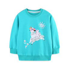 Kids Girl Fashion Animal Print Knitted Cotton Sweatshirt GASD-8274