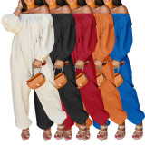 One Shoulder Solid Wide Leg Jumpsuit GFDY-1312